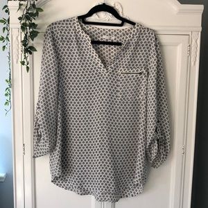 White & Black Printed Top